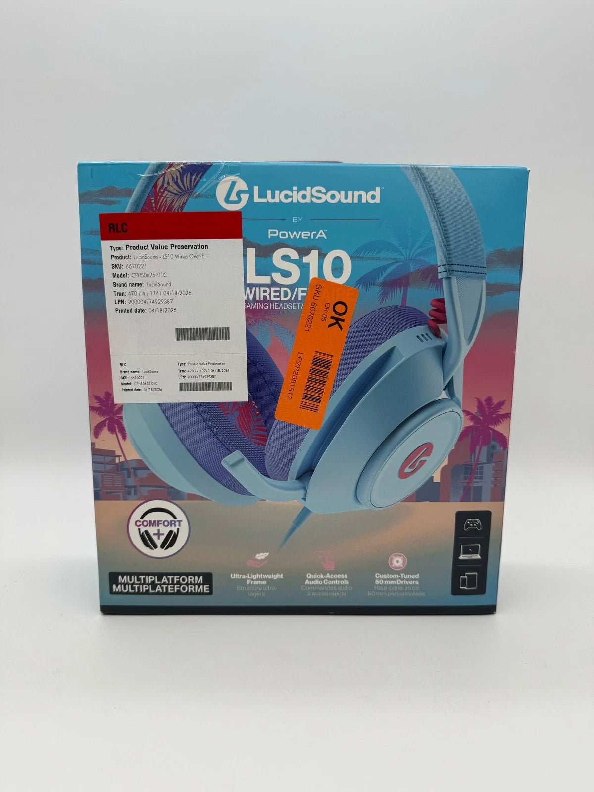 LucidSound LS10 Wired Gaming Headset for LucidSound (2023) - Ocean Waves Blue