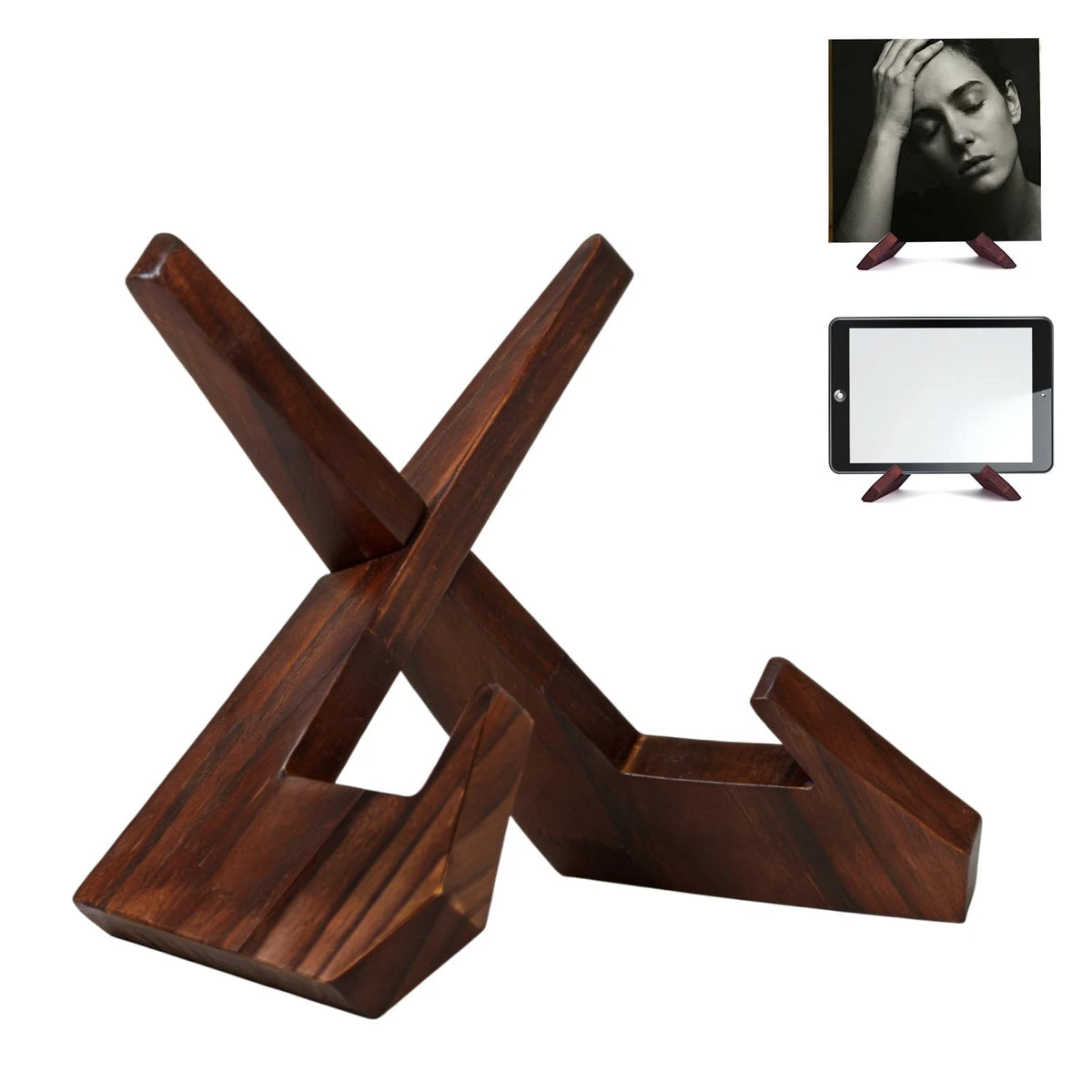 Vinyl Record Stand for Desk Decor (No Drill, Brown)