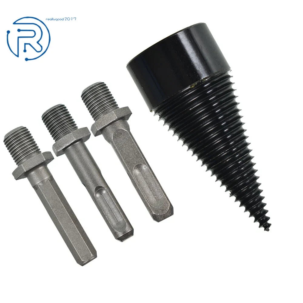 3pcs Hex, Square, Round 42mm Firewood Log Splitter Drill Bit Set