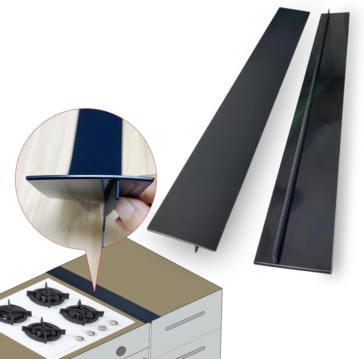 2X Black Stove Gap Covers for 30 Inch (Silicone)