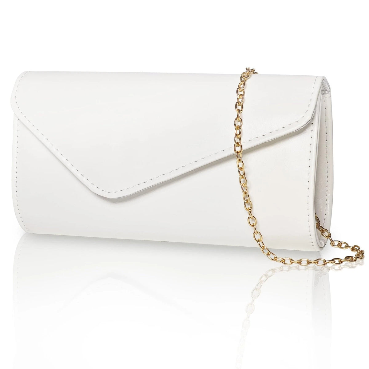 White Clutch Purse for Women (Vegan Leather)