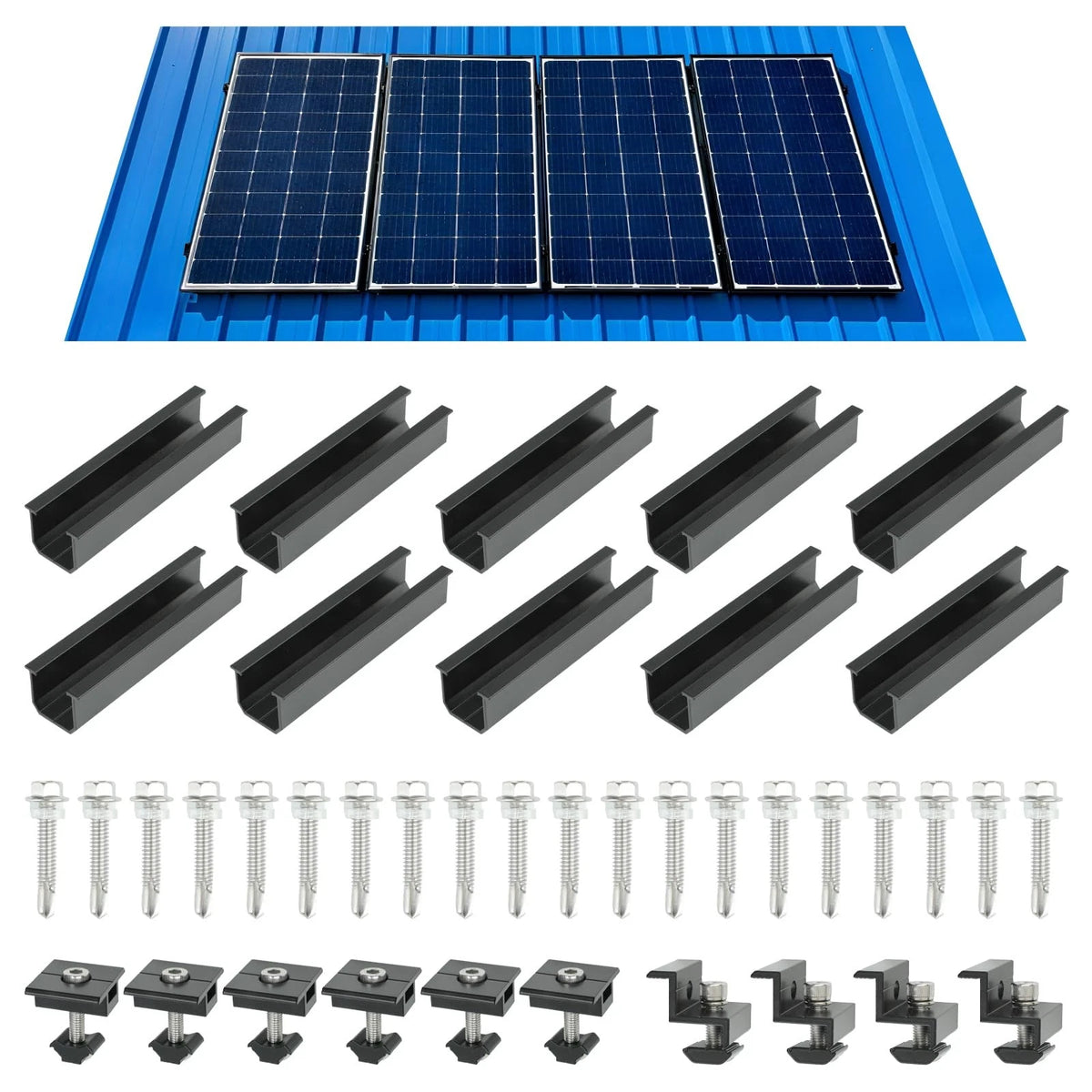 Set of 4 Solar Panel Roof Mounting Kit for Universal Applications