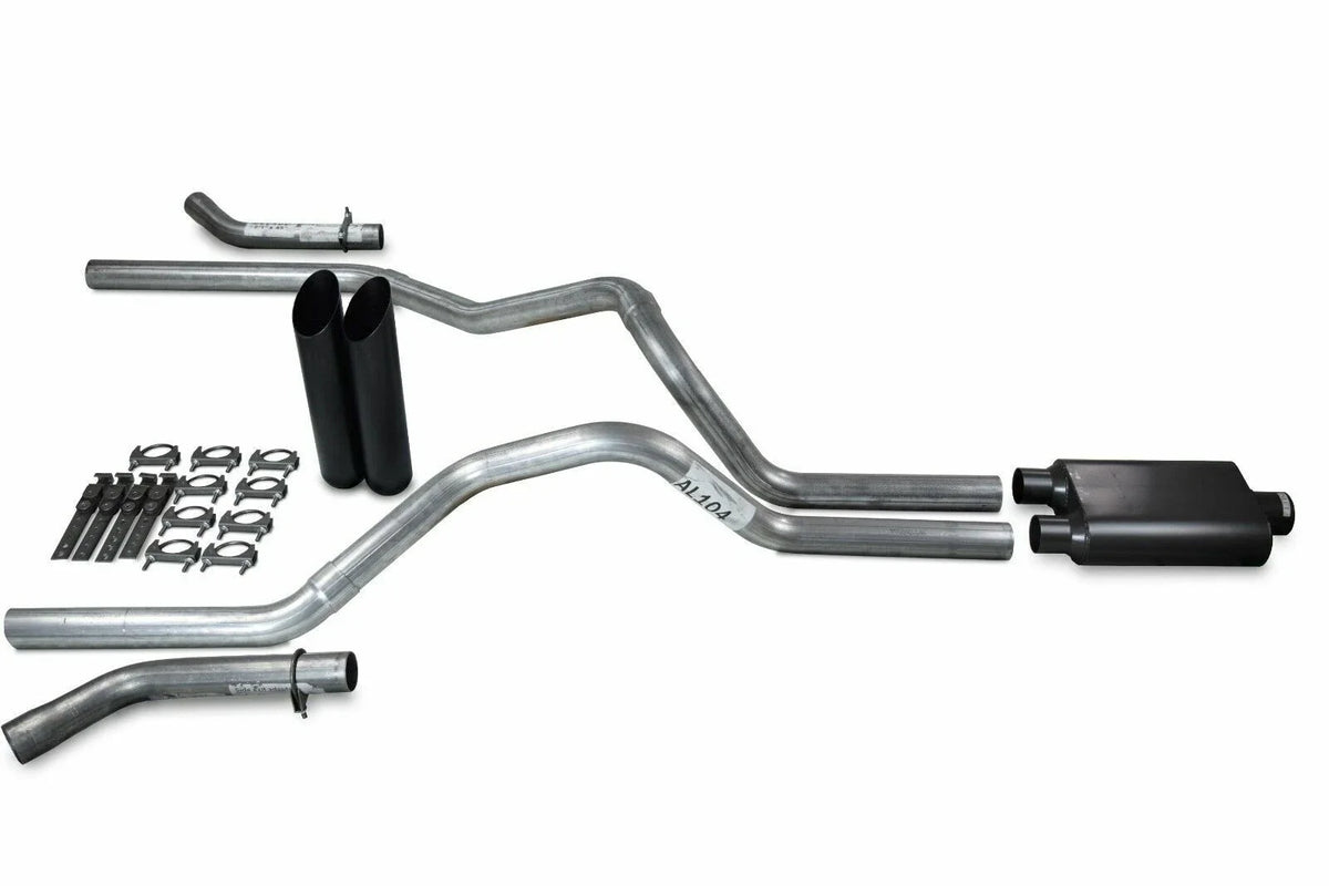 2.5" Dual Exhaust Kit for Ford F150 (2021–2025) - 2 Chamber, Black Tips, Corner Exit