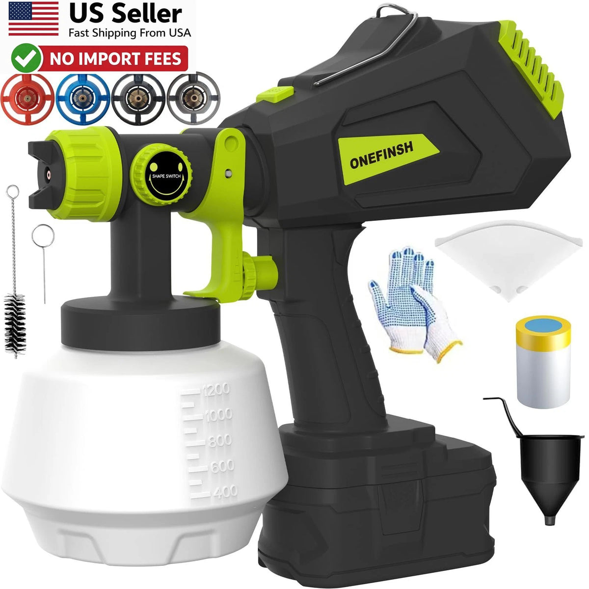Ryobi 18V Cordless Paint Sprayer with 4 Nozzles & 3 Spray Patterns