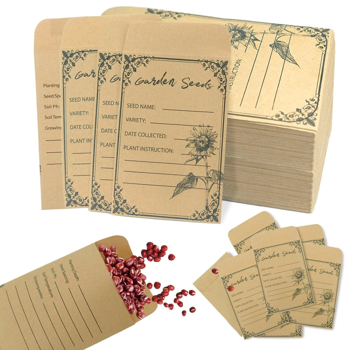 100 Seed Envelopes for Gardening (4.72 x 3.15 inches)