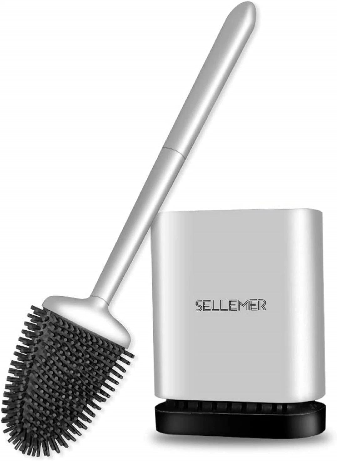 Toilet Brush and Holder Set with Flexible Silicone Bristles