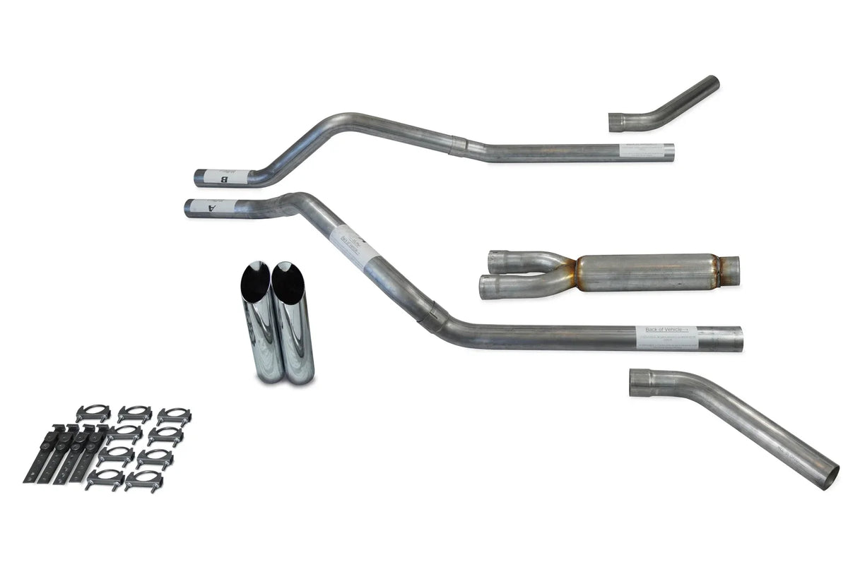Dual Exhaust Kit for GMC Jimmy (1992–1994) 2.5" Glasspack Corner Exit Tips
