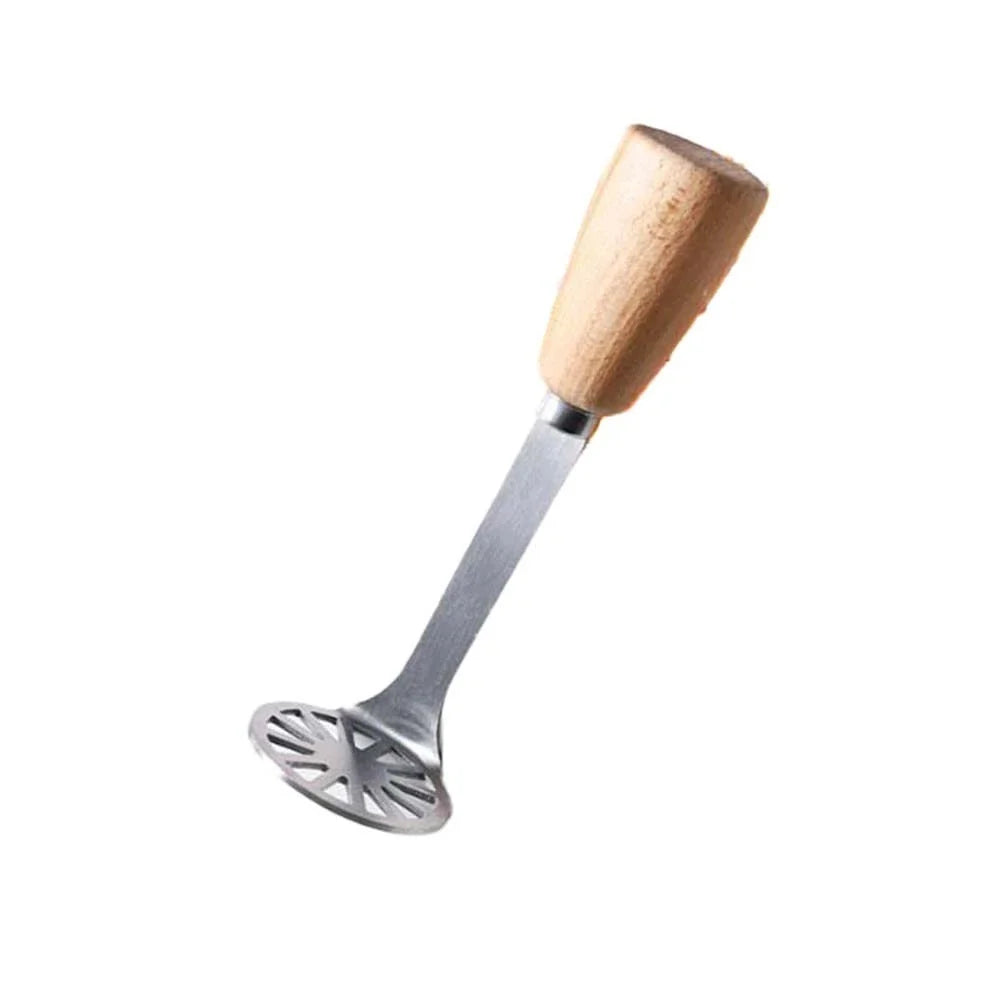 2X Wooden Handle Masher Stainless Steel Tool for Home Cooking