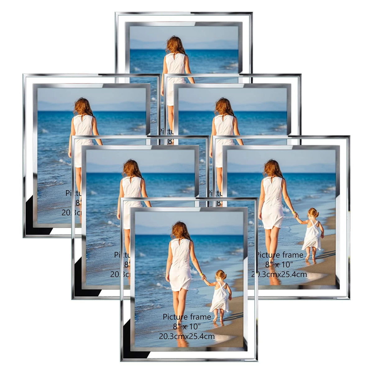 Set of 6 Silver 8x10 Picture Frames for Photos