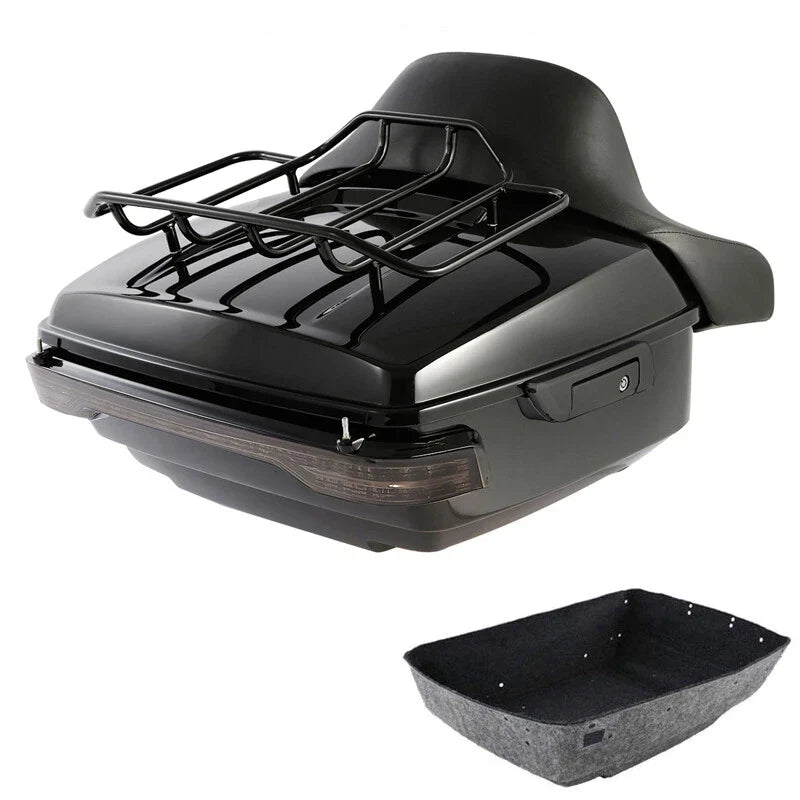 King Trunk Backrest Luggage Rack Light for Harley Touring Road Glide (2014–2026)