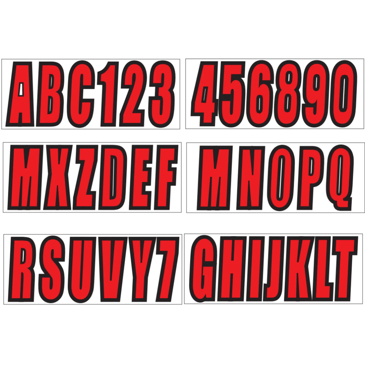 Red Sticker Decals A-Z Letters & 0-9 Numbers for Marine Boat (Boat Stickers)