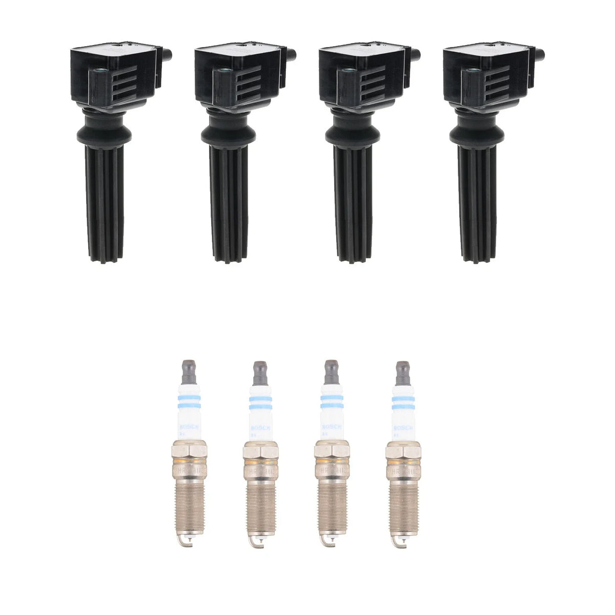 Set of 4 Ignition Coils & Spark Plugs for Ford Focus RS (2016–2018)