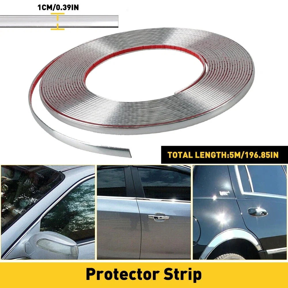 Chrome Door Guard Protector Moulding Trim Strip for Trucks SUV (0.47"x16FT)