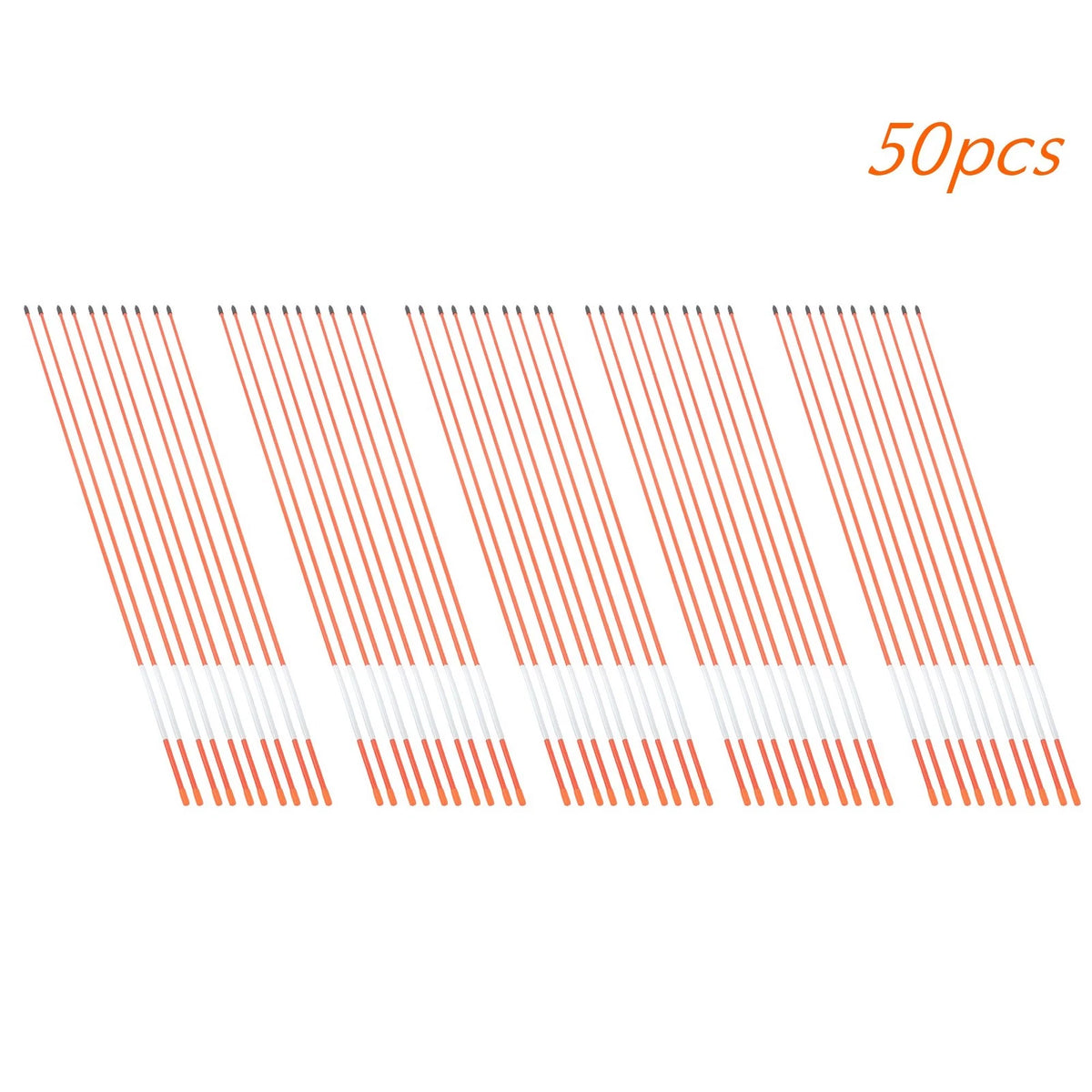50Pcs Snow Stakes for Driveway (48In Long, 1/4" Diameter, Orange Reflective)