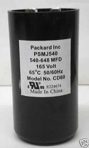 Packard PSMJ540 Motor Start Capacitor 540-648 MFD UF / 165 VAC
