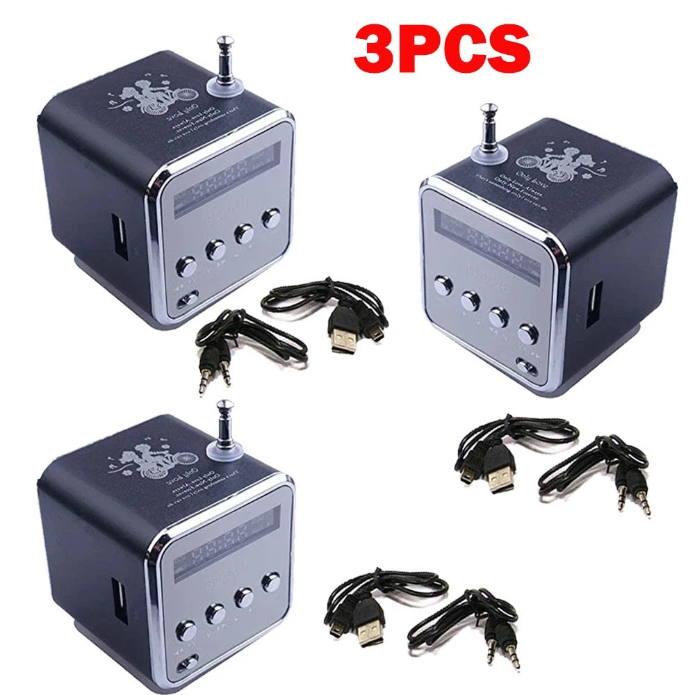 3Pc Portable Mini Speaker Music Player FM Radio Bluetooth MP3 Micro SD USB