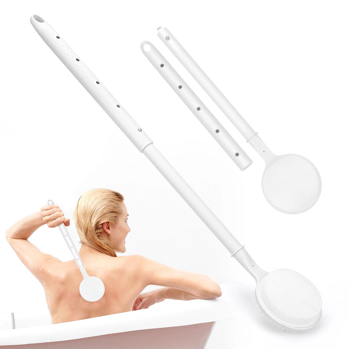 24" Telescopic Silicone Back Scrubber for Shower