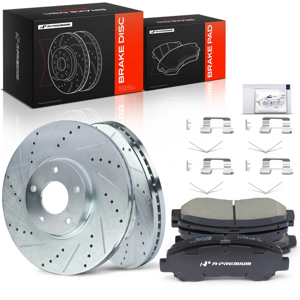 Set of 2 Front Drilled Brake Rotors & Ceramic Pads for Nissan Maxima (2016–2019) S-31341, P-1374