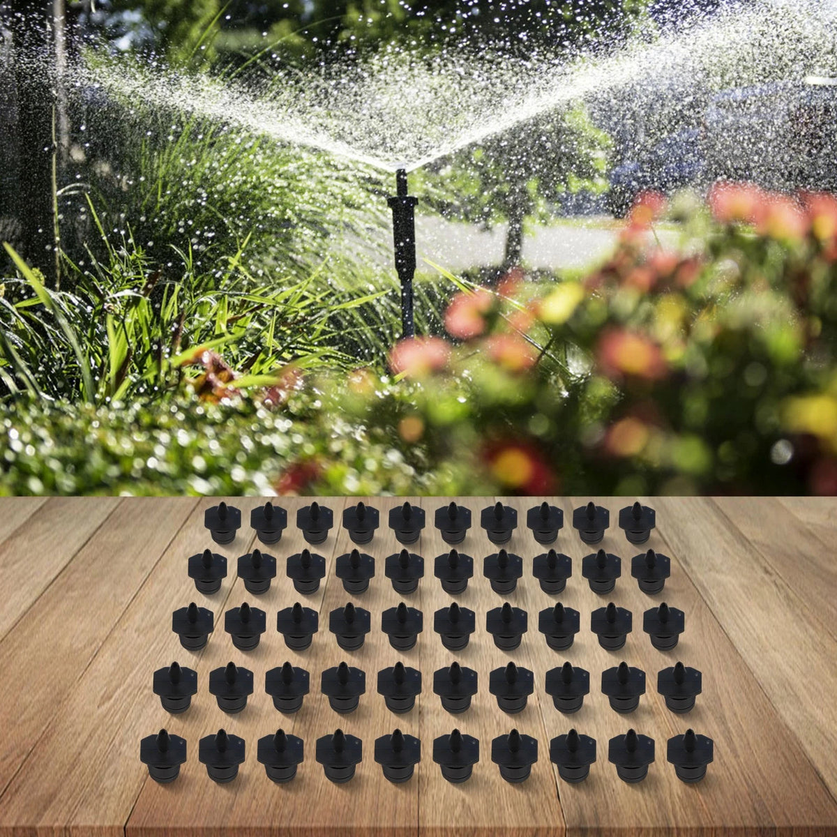 50 Pcs Adjustable Drip Emitters for Garden Irrigation (No Part Numbers)
