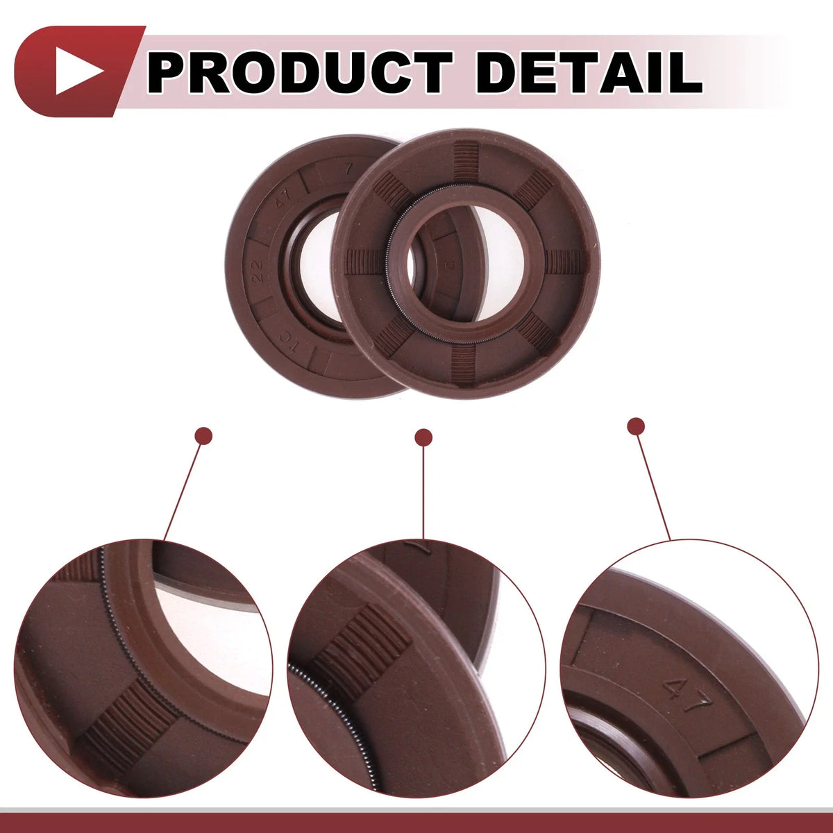 2X Oil Seal Rotary Shaft Seal for Various Models (22x47x7mm) FKM Rubber