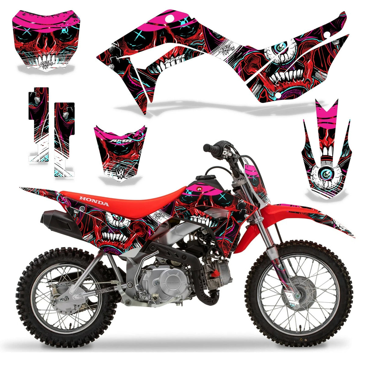 Custom MX Graphics with Plate Decals for Honda CRF 110F (2019–2021)