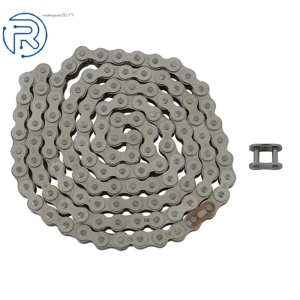 10 Feet of #80 Carbon Steel Roller Chain for Various Applications