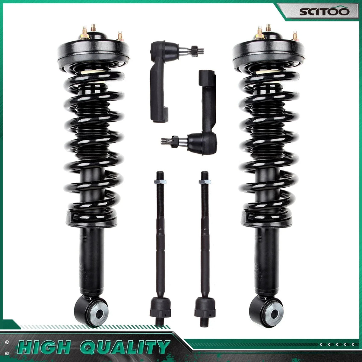 Set of 6 Front Strut & Spring Assemblies + Tie Rods for Ford F-150 (2009–2013)