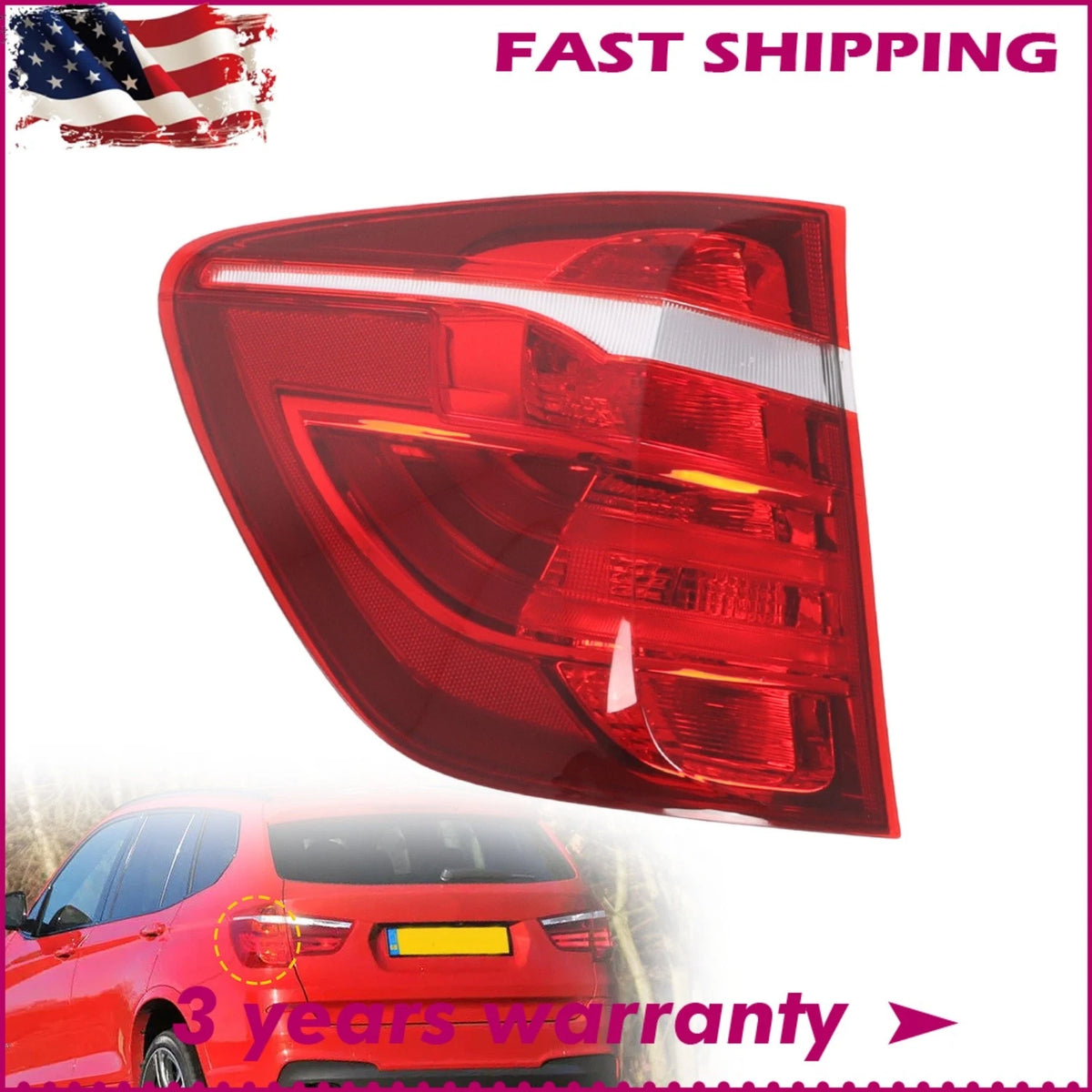 Halogen Tail Light for BMW X3 (2011–2017) - Left Driver Side, 63217220239, BM2804112