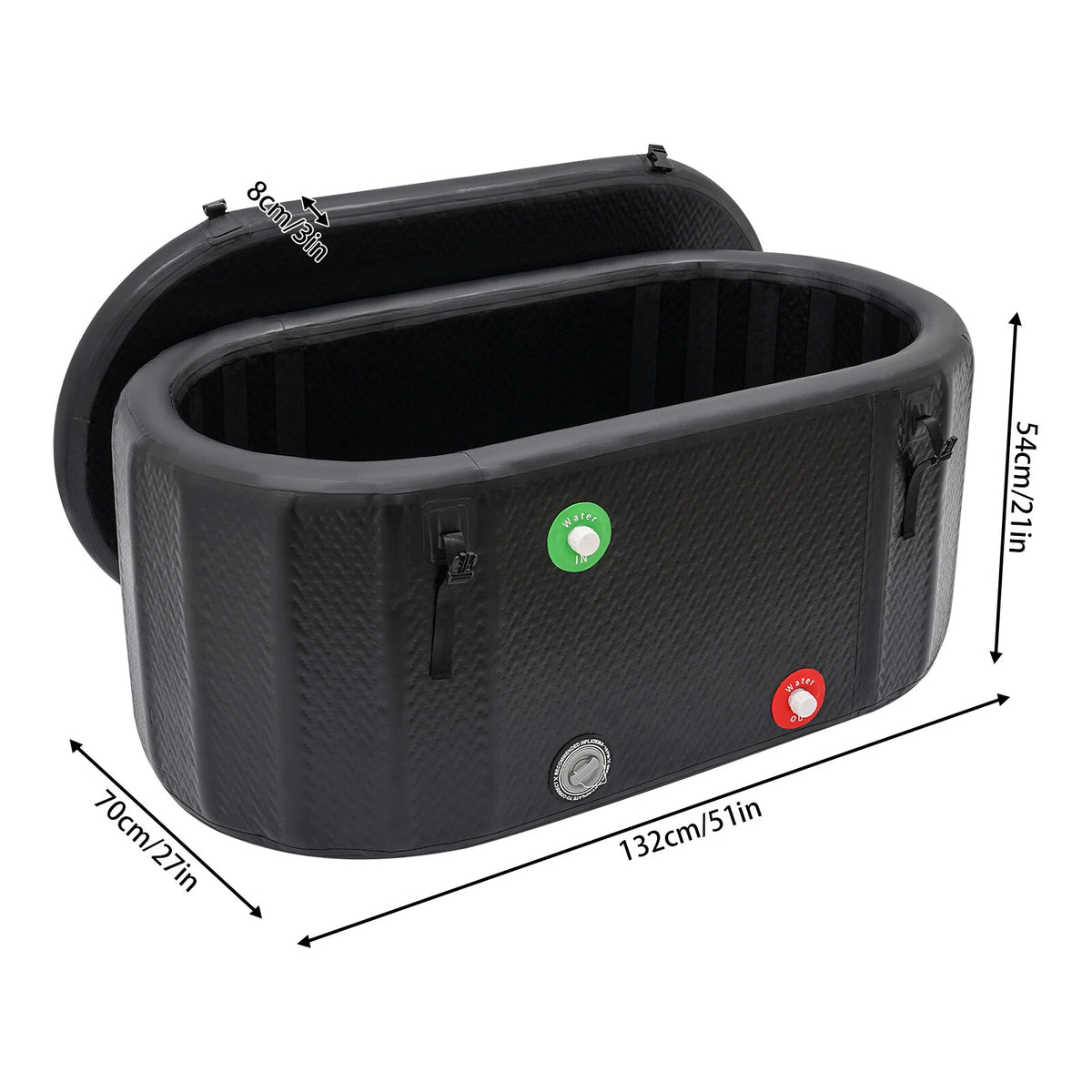 Inflatable Ice Bath Tub for Cold Plunge (275L) - Black with Pump