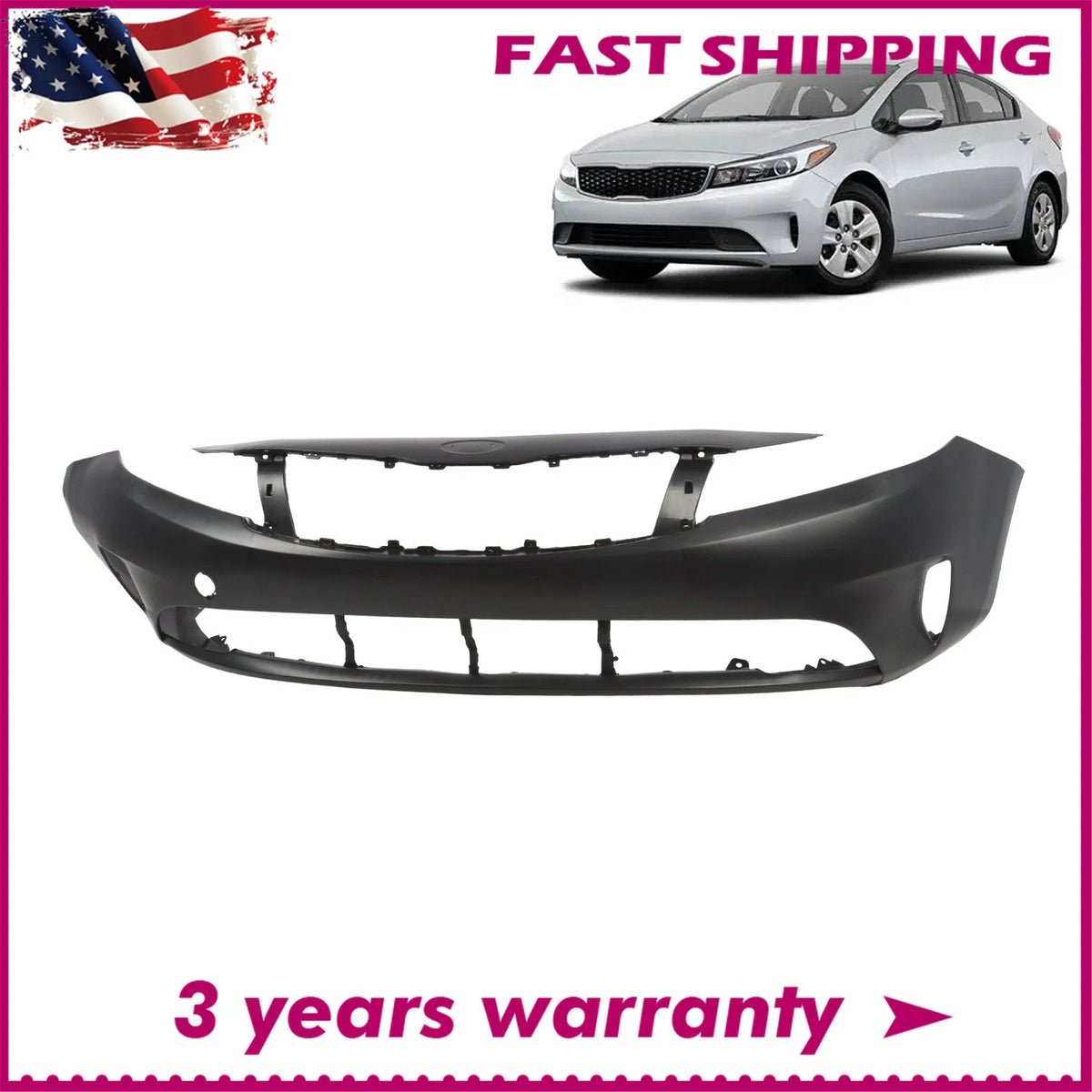 Front Bumper Cover for Kia Forte Sedan (2017–2018) 86511B0000, KI1000187