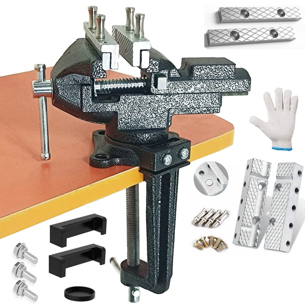 Bench Vise 3.3 Inch Clamp On Rotating Swivel