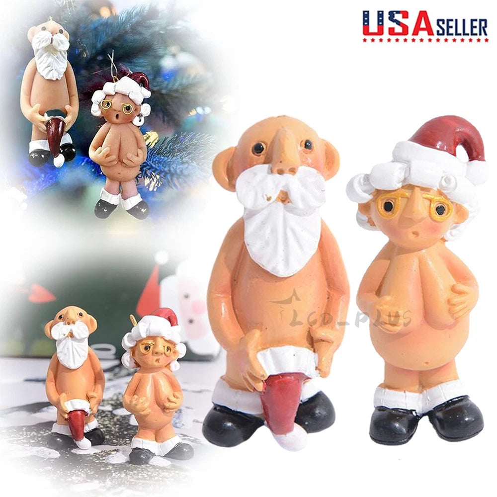 2X Resin Santa Claus Ornaments for Christmas Tree Hanger