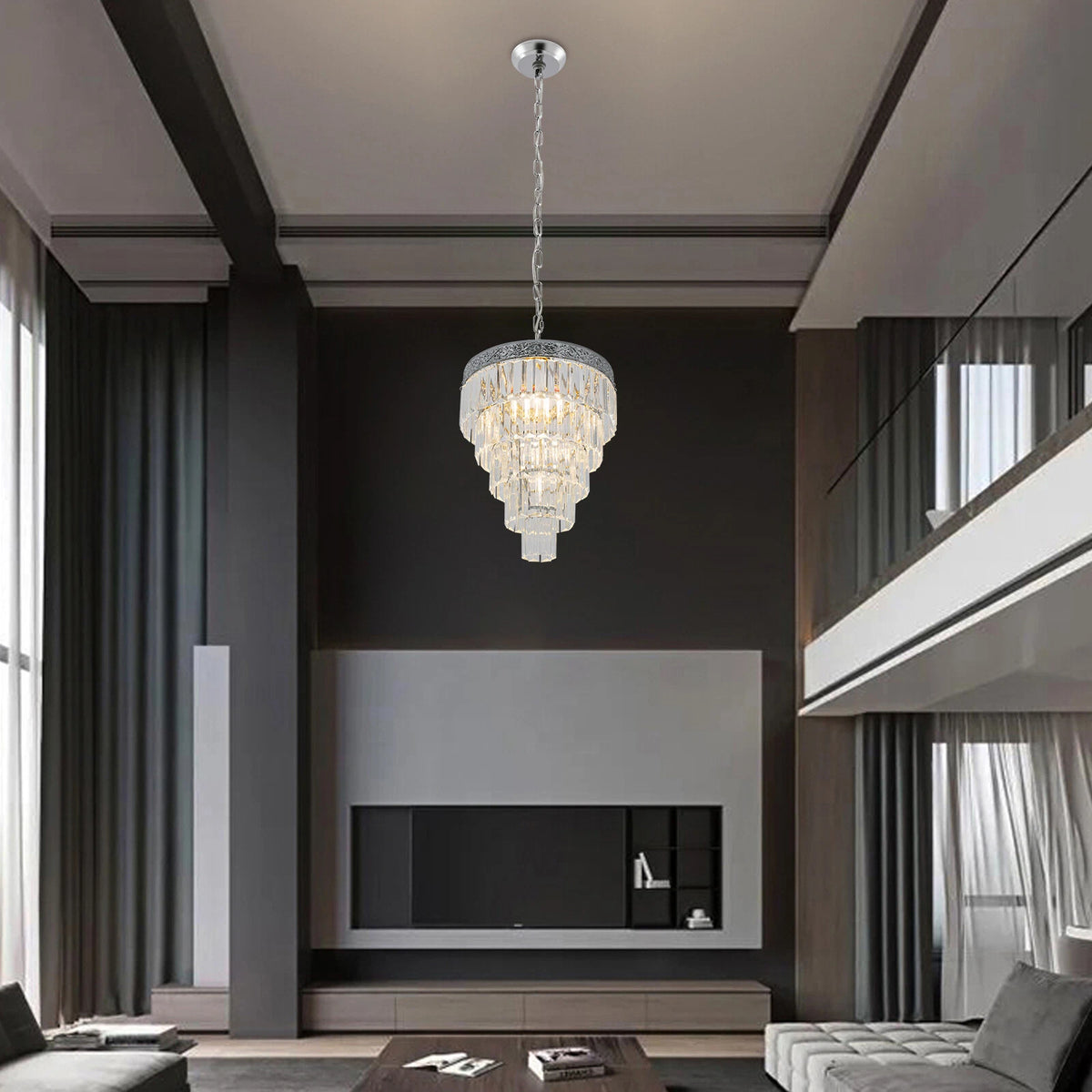E26 Crystal Chandelier Pendant Light Fixture for Modern Decor