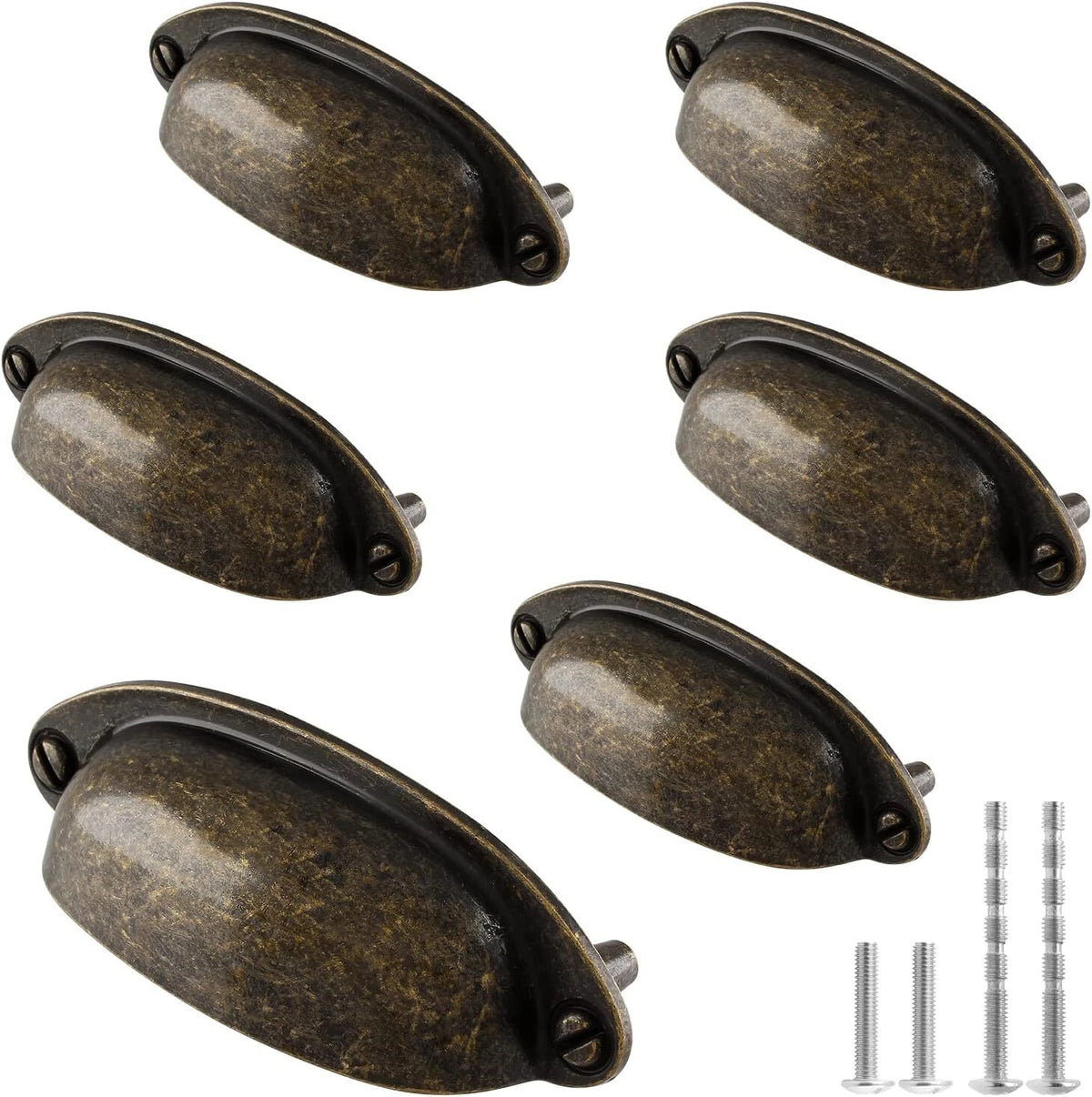 6 Pack Yellow Bronze Drawer Pull Handle Knobs 3.5" Hole Center