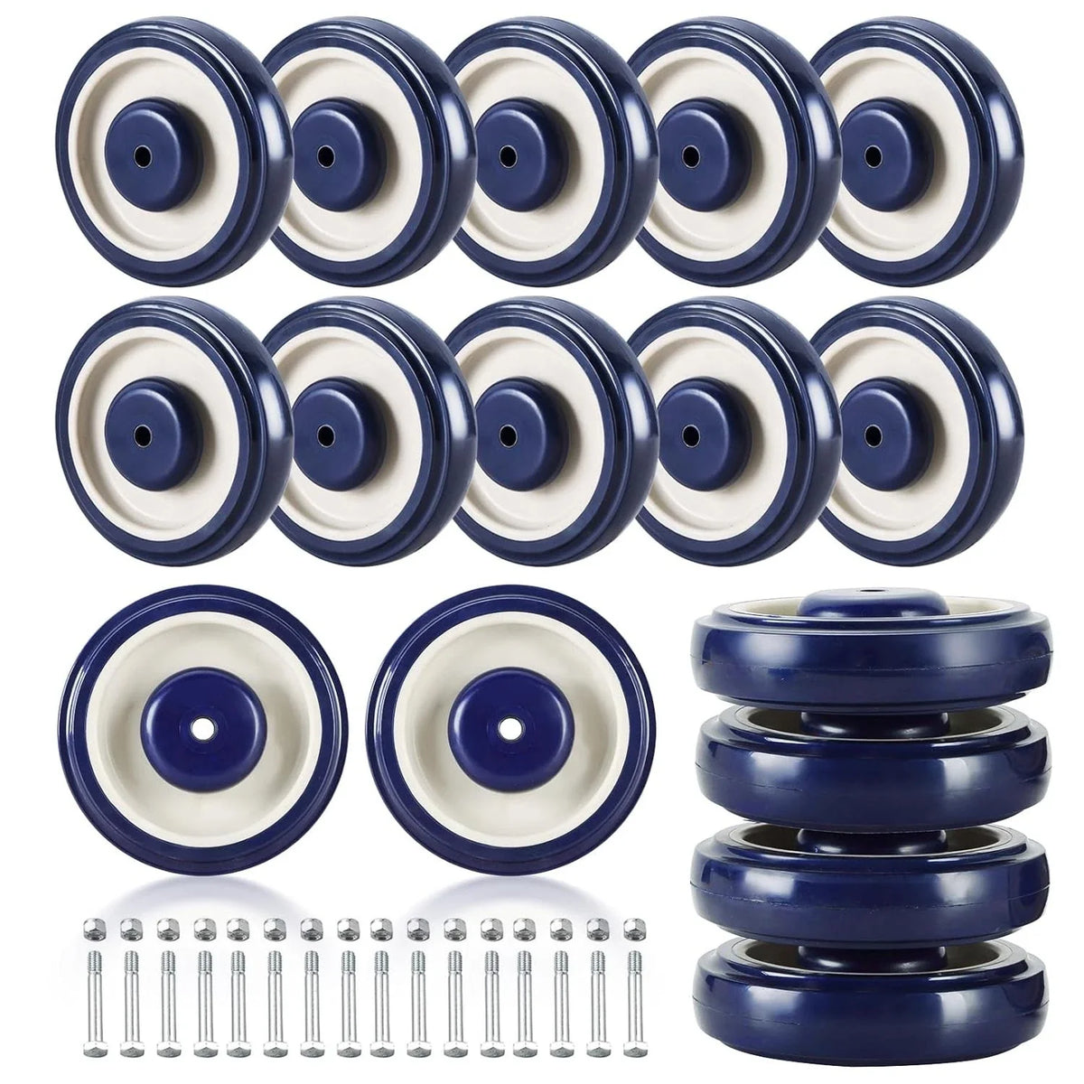 16Pcs 5" Polyurethane Shopping Cart Replacement Wheel 5/16" Bore