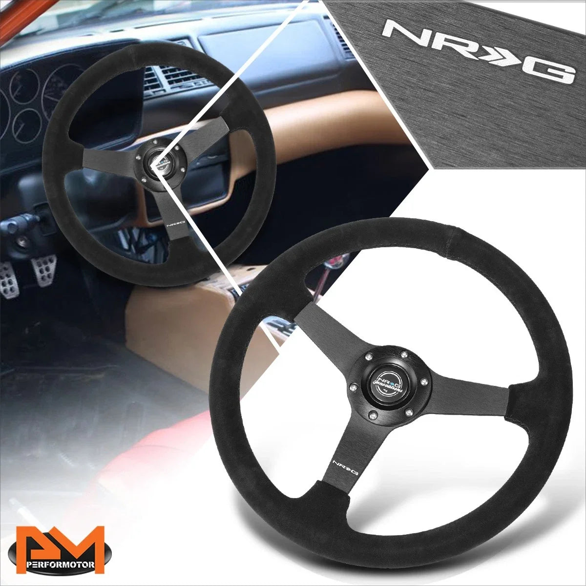 NRG RST-037MB-S Steering Wheel for Universal Fit (350mm, Suede, 1" Deep Dish)