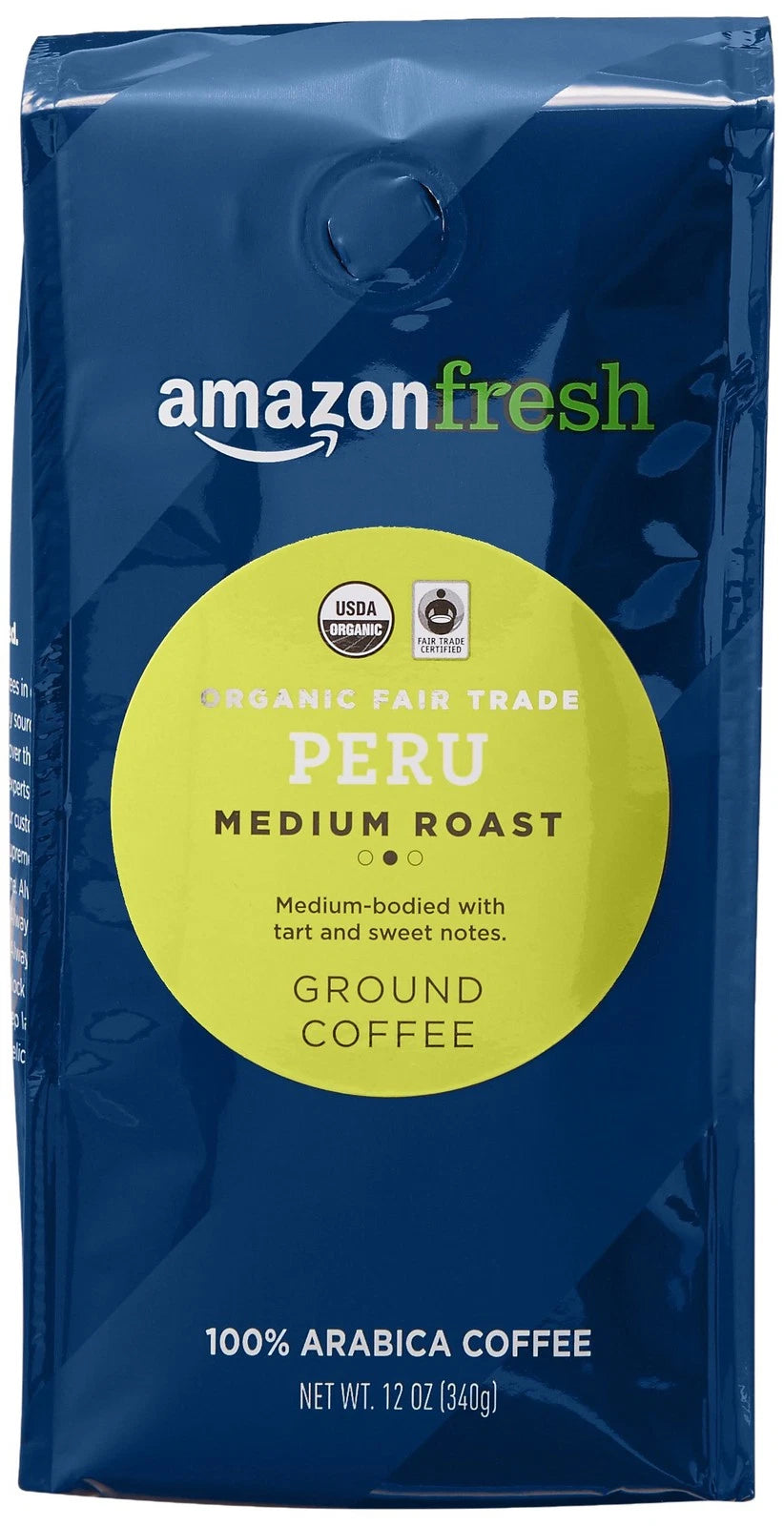 Organic Fair Trade Ground Coffee Medium Roast 12oz Arabica Beans