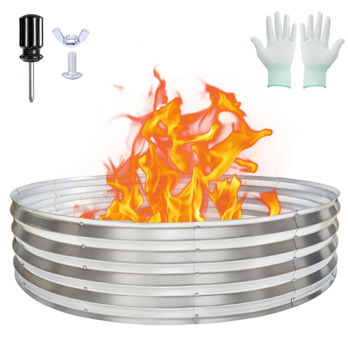 60 Inch Round Fire Pit Ring for Outdoor Use (Galvanized Steel)