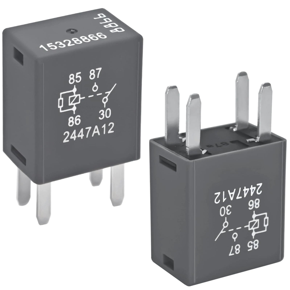 Pack of 2 Automotive Relay for Multi-Use (12VDC 20A 4 Terminal)