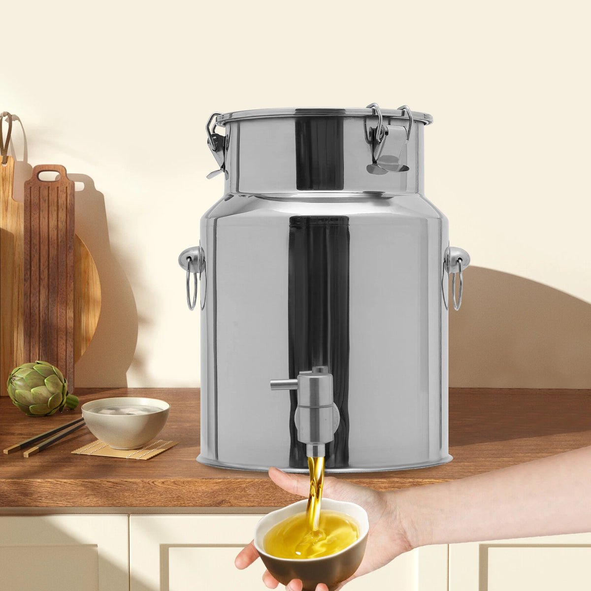 10L 304 Stainless Steel Beverage Dispenser w/ Spigot Carrier