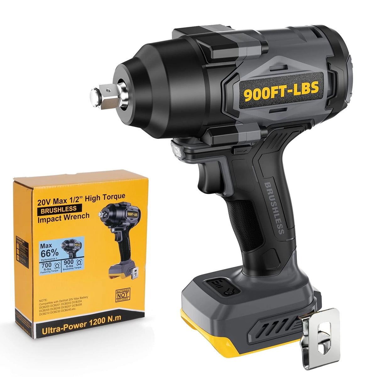 Cordless Impact Wrench 12 Inch Brushless 900 Ft Lbs Torque 3 Speed for DeWA
