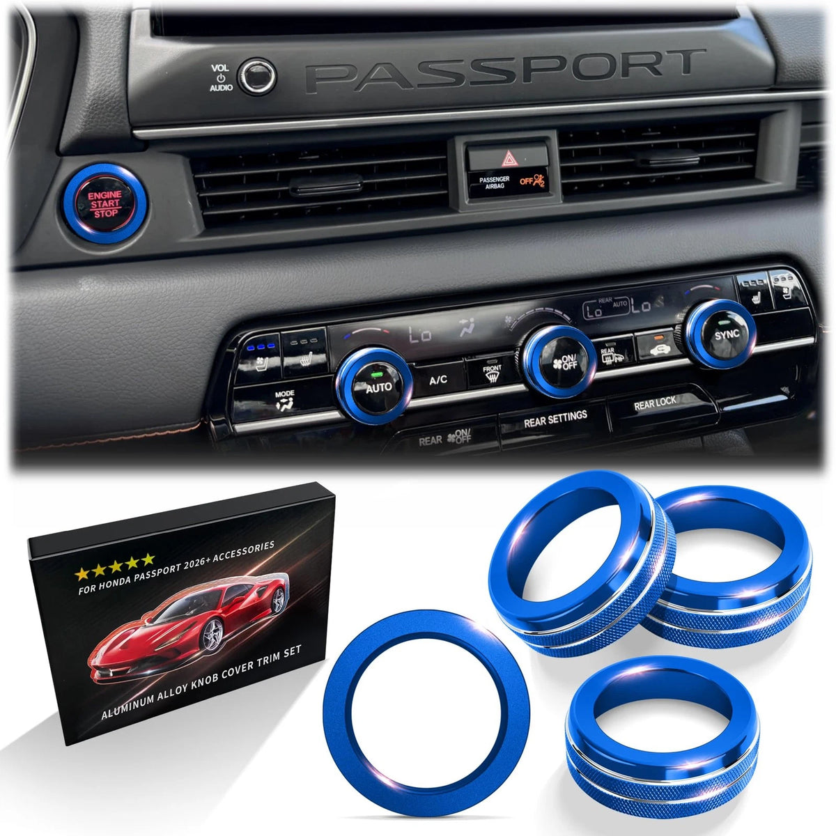 Aluminum Alloy Knob Covers Trim Kit for Honda Passport (2026)