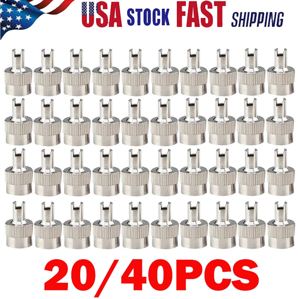 2X Schrader Silver Metal Tire Valve Cap Seal Stem Core Remover Tool
