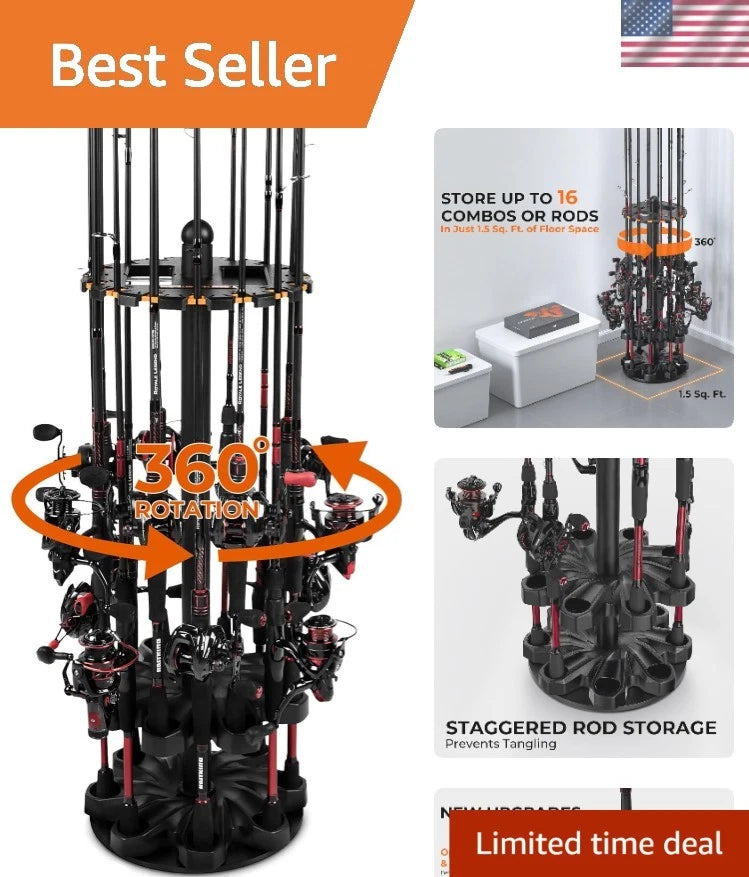 Compact V16 Fishing Rod Holder for Freestanding Organizer