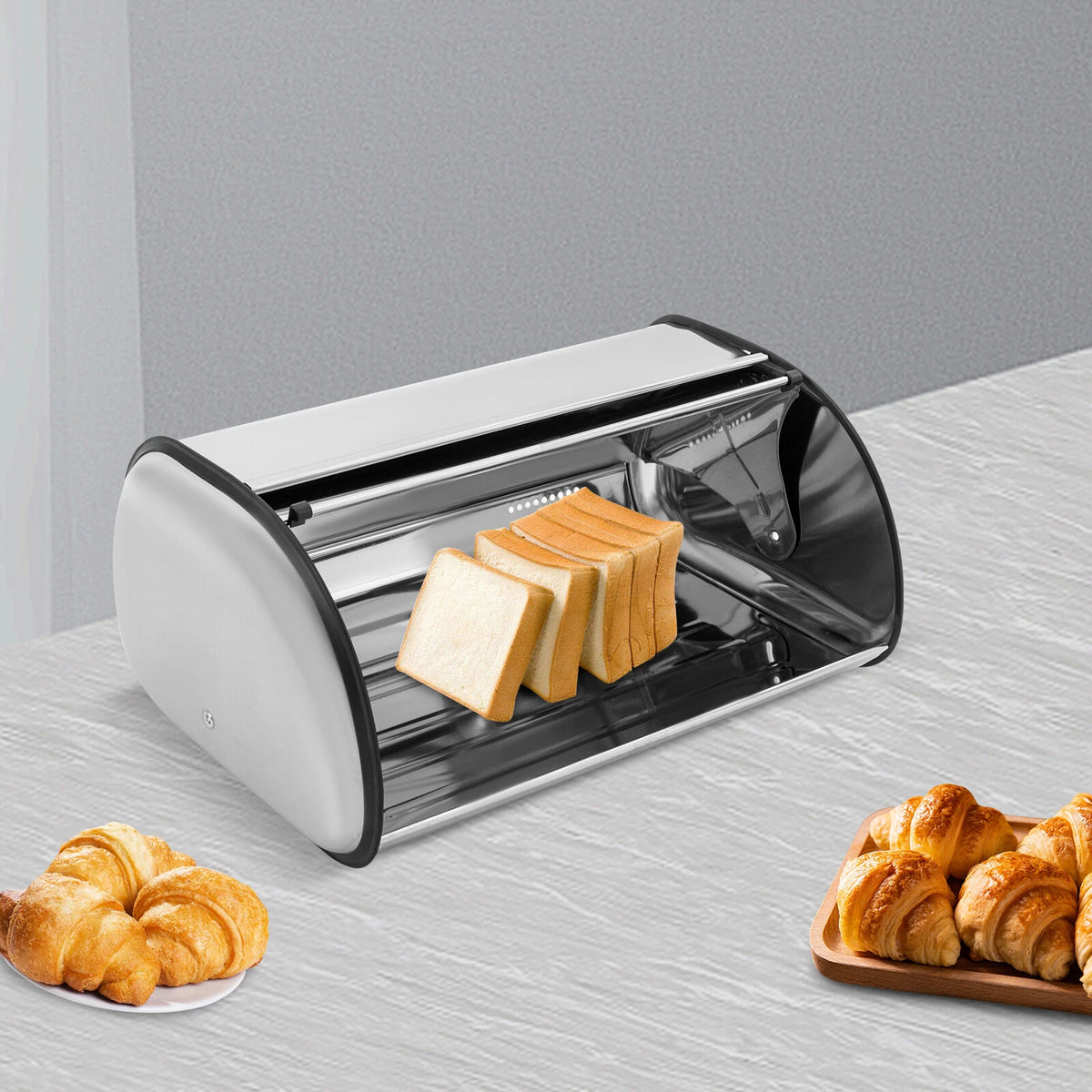 Stainless Steel Bread Box for Kitchen Counter (No Part Numbers Supplied)