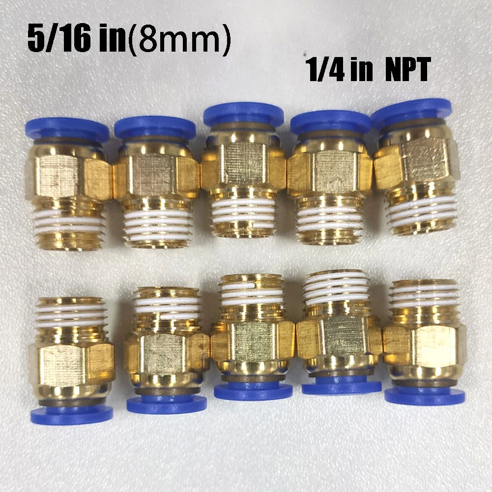 10 Male Straight Connector Tube OD 5/16" X NPT 1/4 PU Air Push In Fitting