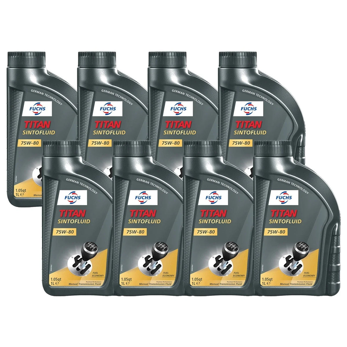 Set of 8 Fuchs TITAN SINTOFLUID SAE 75W-80 Manual Transmission Fluid (8 x 1L)