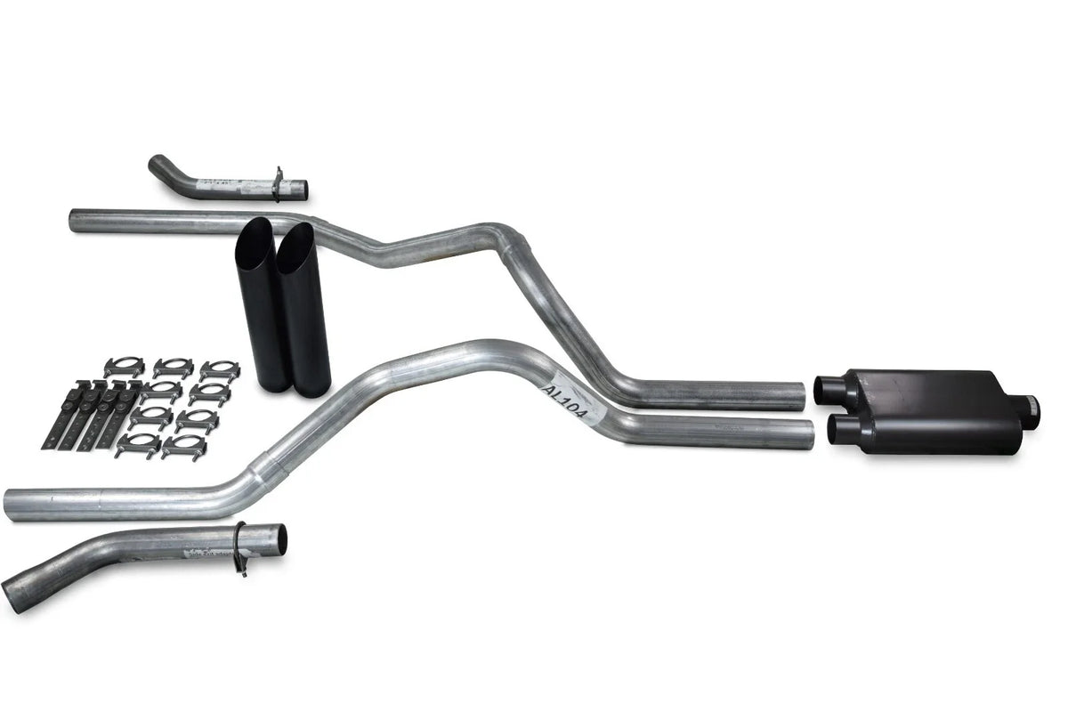 2.5" Dual Exhaust Kit for Dodge Ram 1500 (2004–2008) - 2 Chamber, Black Tips