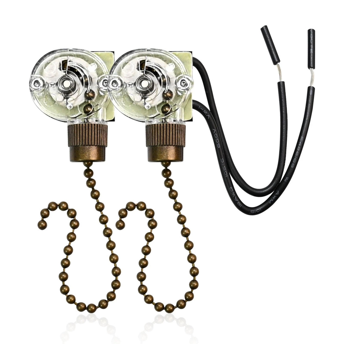 2X Fan Chain Pull Switch for Ceiling (Transparent)