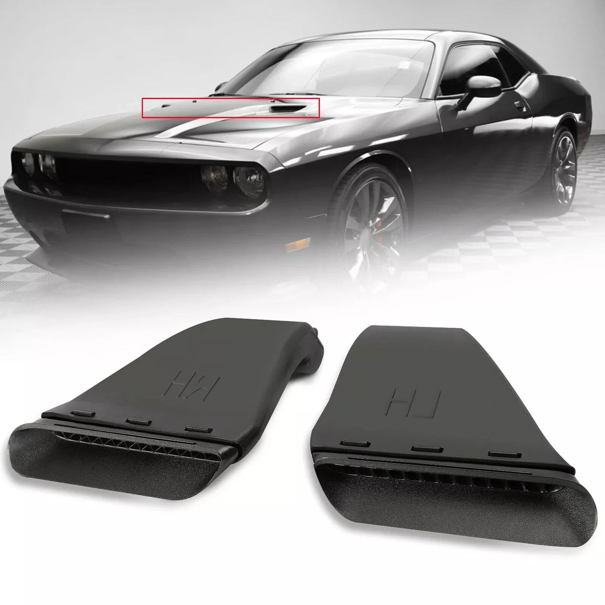 Hood Vent Scoop Set of 2 for Dodge Challenger R/T SRT (2008–2014)